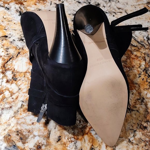 Women's Marc Fisher Frenchy black leather/ suede booties SZ 6.5M 3 3/4" heel PO - Picture 11 of 16